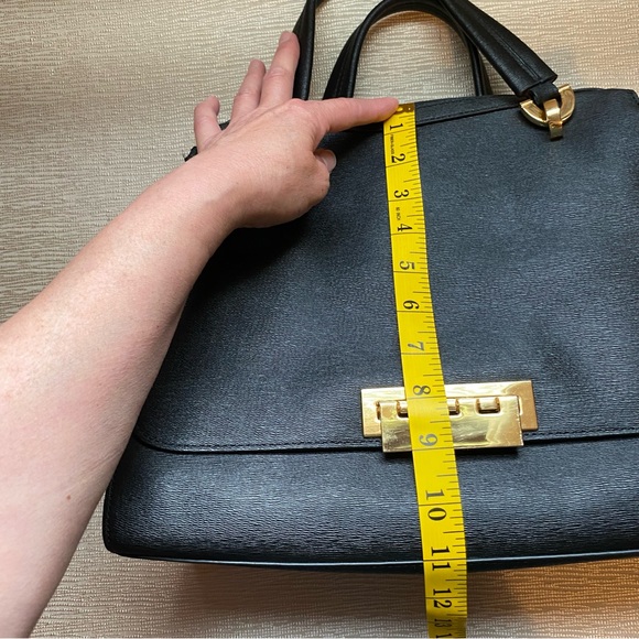 Zac Posen Eartha Double Handle Satchel Luxury Black Purse Full Size - Picture 4 of 16